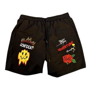 SHEIN Men's Graphic Printed Black Shorts‎ - XXL